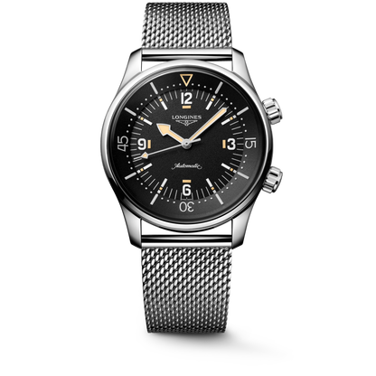 Longines Legend Diver 59 42.00 mm Black grained Stainless steel L37954599 L3.795.4.59.9 front view