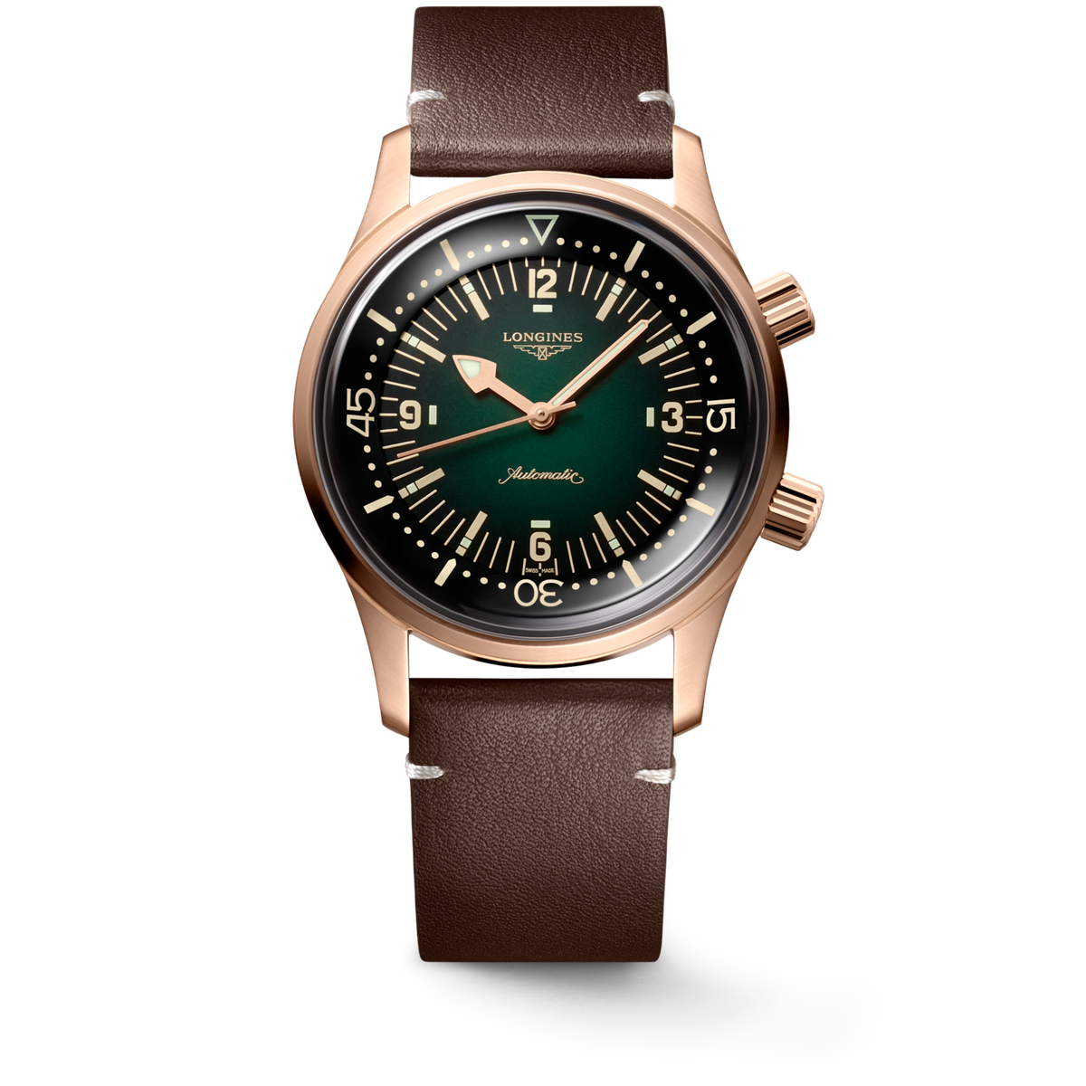 Longines Legend Diver Bronze 42.00 mm Green Bronze with Titanium case back L37741502 L3.774.1.50.2 front view