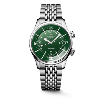 Longines Legend Diver 39.00 mm Green lacquered polished Stainless steel L37644066 L3.764.4.06.6 front view