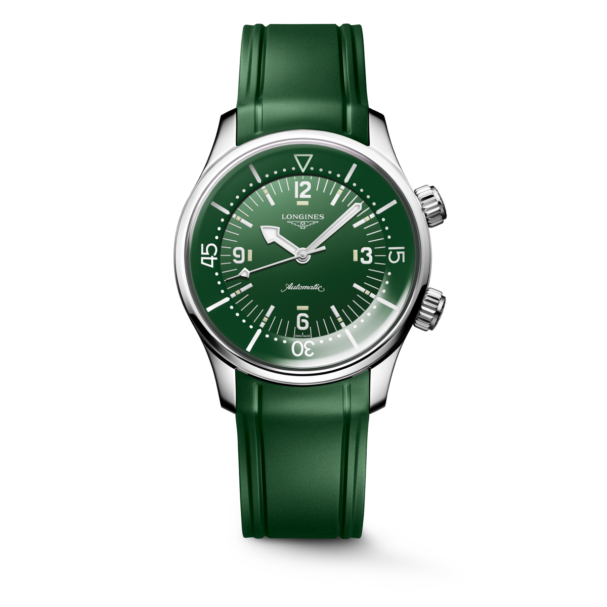 Longines Legend Diver 39.00 mm Green lacquered polished Stainless steel L37644069 L3.764.4.06.9 front view
