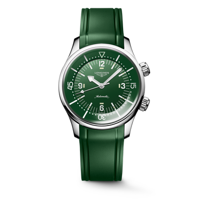 Longines Legend Diver 39.00 mm Green lacquered polished Stainless steel L37644069 L3.764.4.06.9 front view