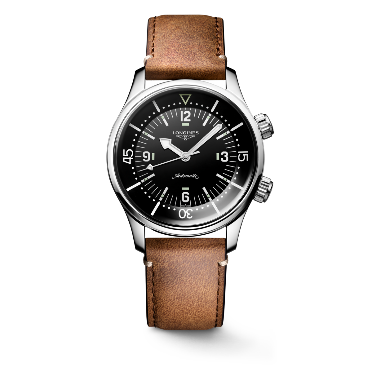 Longines Legend Diver 39.00 mm Black lacquered polished Stainless steel L37644500 L3.764.4.50.0 front view