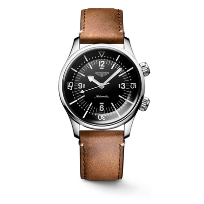 Longines Legend Diver 39.00 mm Black lacquered polished Stainless steel L37644500 L3.764.4.50.0 front view