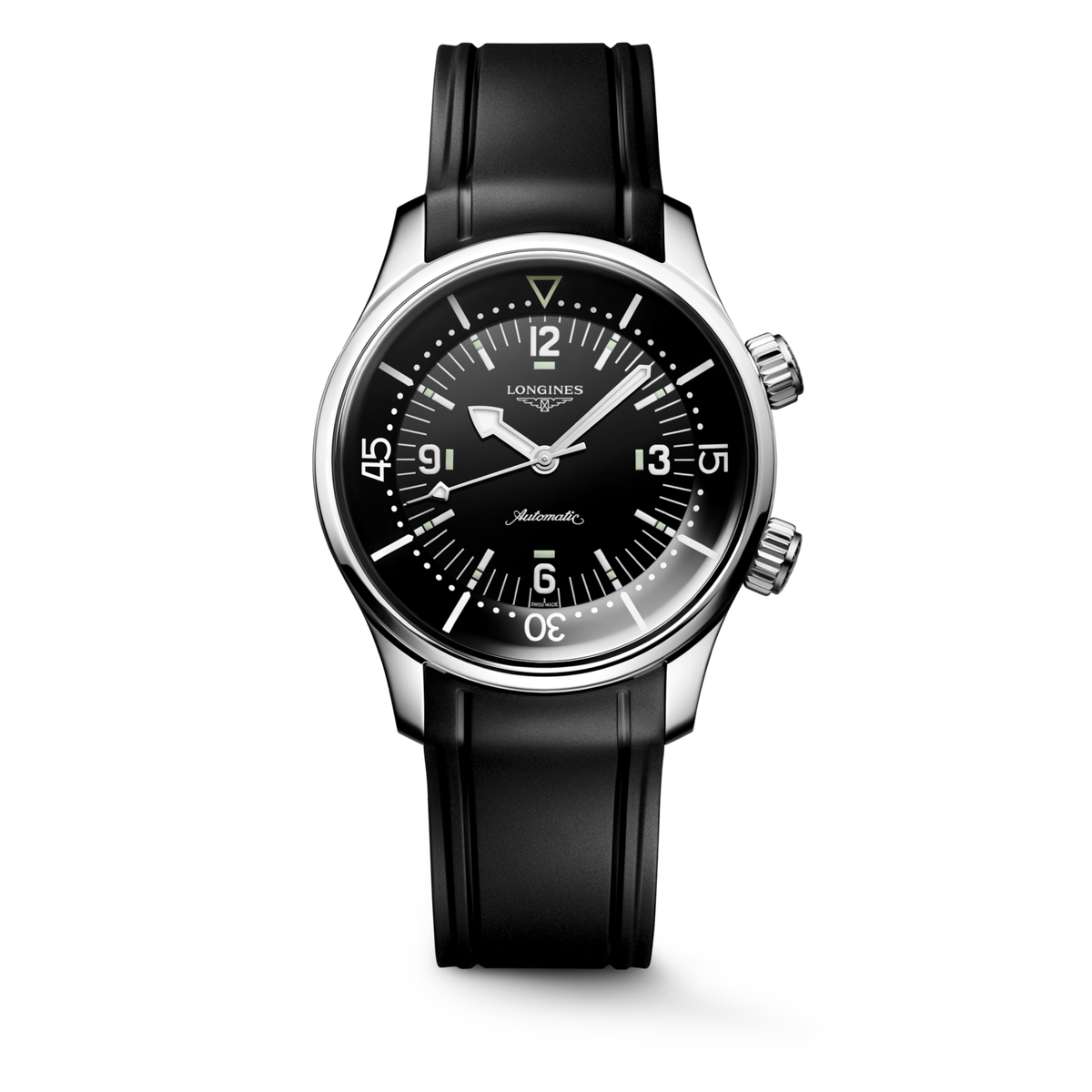 Longines Legend Diver 39.00 mm Black lacquered polished Stainless steel L37644509 L3.764.4.50.9 front view