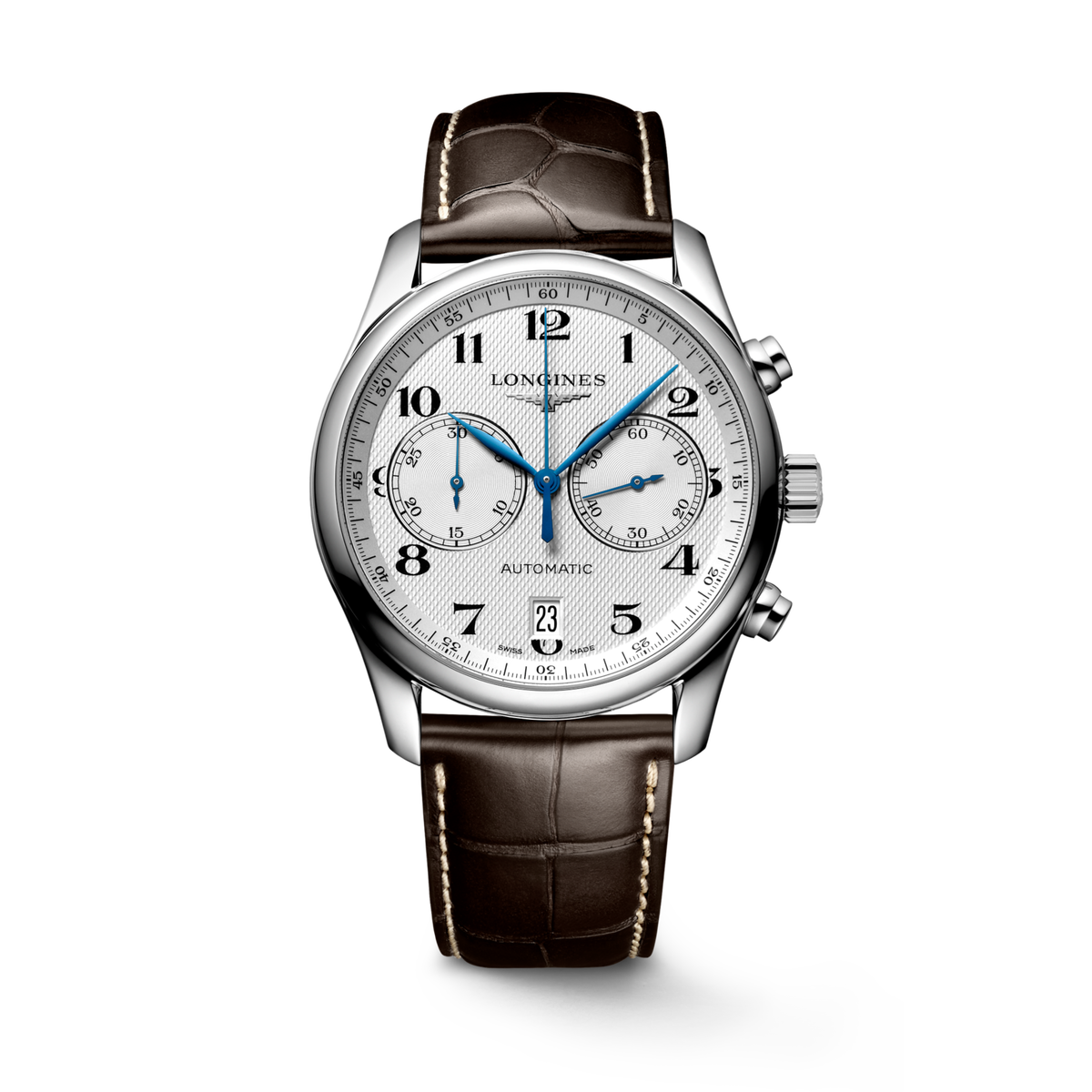 Longines Master Collection Chronograph Silver "barleycorn" dial. Stainless steel 40.00 mm L26294783 L2.629.4.78.3 front view