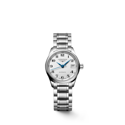 Longines Master Collection Silver "barleycorn" dial. Stainless steel 25.50 mm L21284786 L2.128.4.78.6 front view
