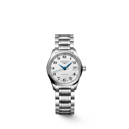 Longines Master Collection Silver "barleycorn" dial. Stainless steel 25.50 mm L21284786 L2.128.4.78.6 front view