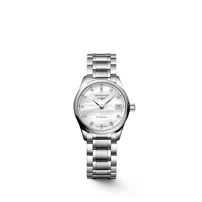 Longines Master Collection White mother-of-pearl dial. Stainless steel 25.50 mm L21284876 L2.128.4.87.6 front view