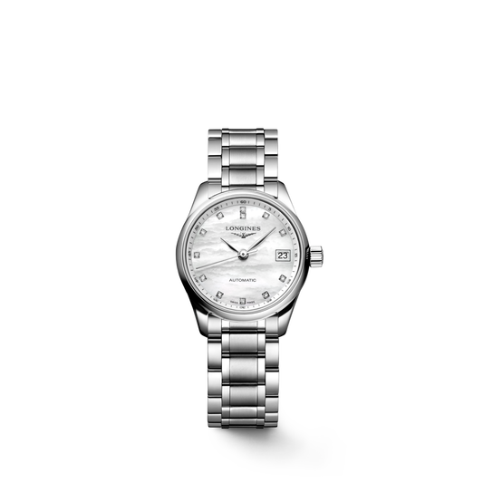 Longines Master Collection White mother-of-pearl dial. Stainless steel 25.50 mm L21284876 L2.128.4.87.6 front view