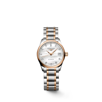 Longines Master Collection White mother-of-pearl dial. Stainless steel and rose gold 18 carats 25.50 mm L21285897 L2.128.5.89.7 front view