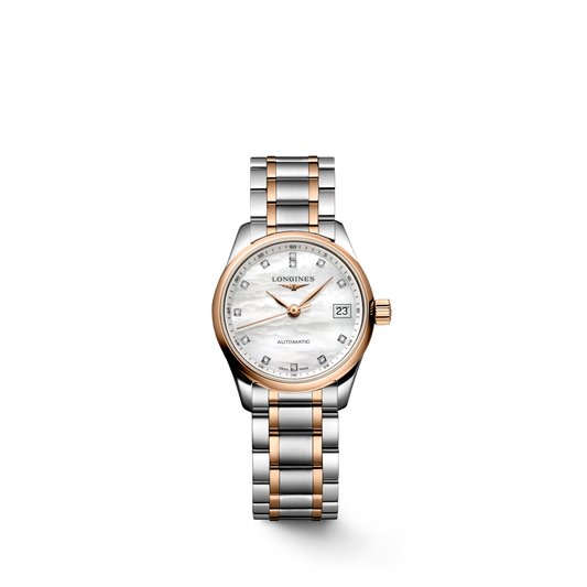 Longines Master Collection White mother-of-pearl dial. Stainless steel and rose gold 18 carats 25.50 mm L21285897 L2.128.5.89.7 front view