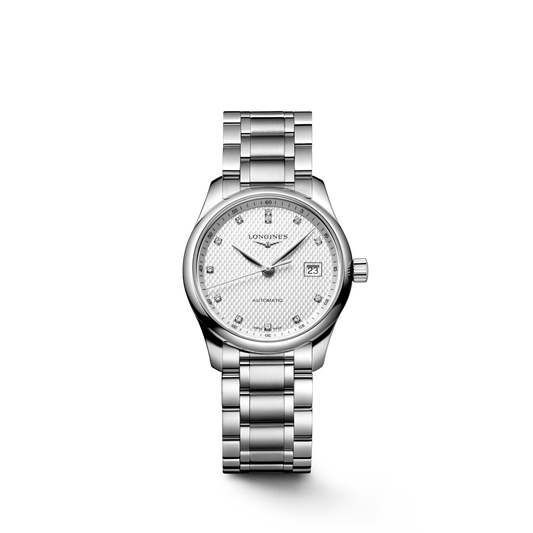 Longines Master Collection Silver "barleycorn" dial. Stainless steel 29.00 mm L22574776 L2.257.4.77.6 front view
