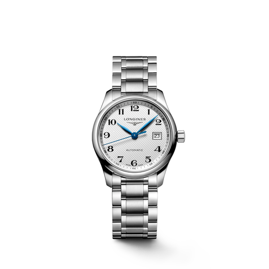 Longines Master Collection Silver "barleycorn" dial. Stainless steel 29.00 mm L22574786 L2.257.4.78.6 front view