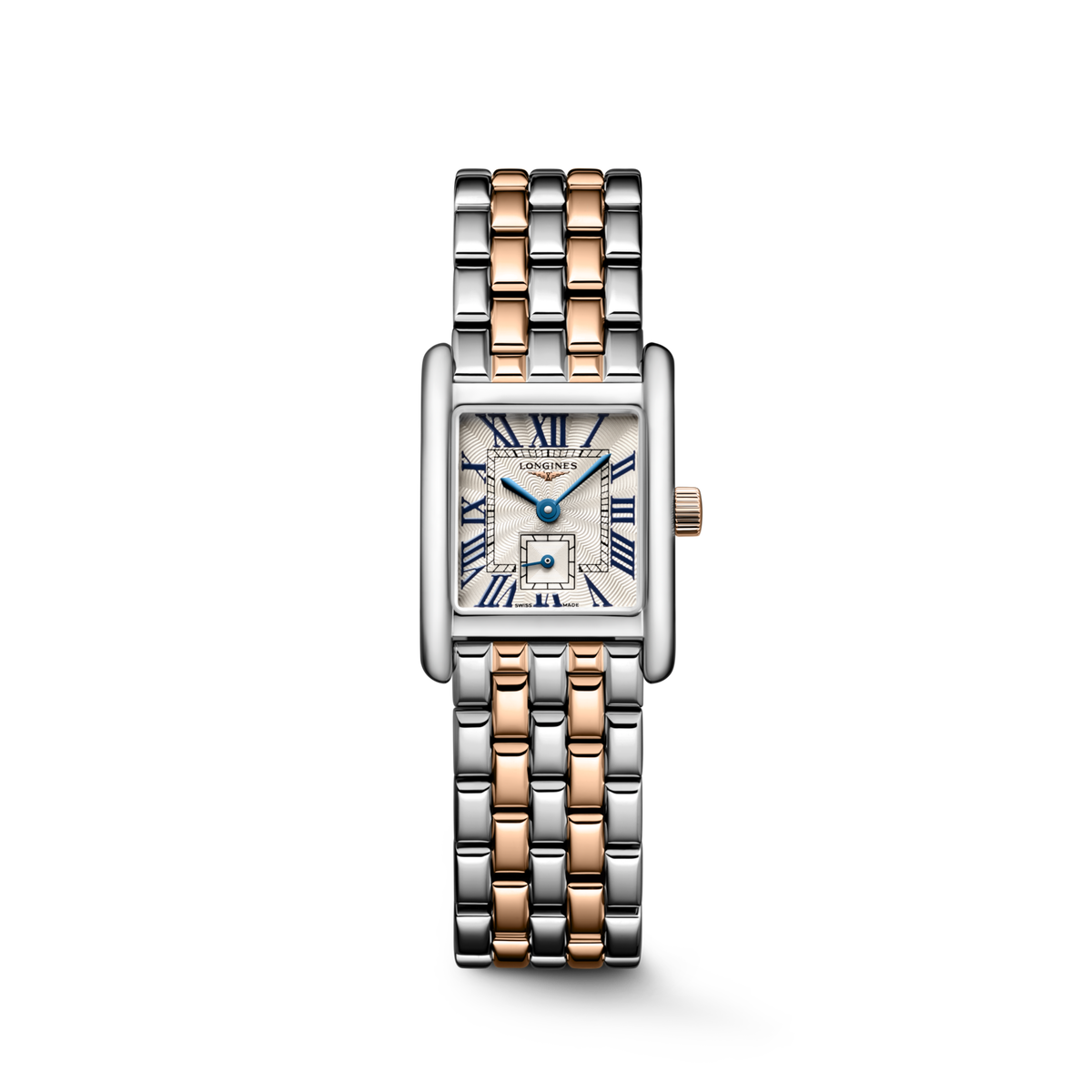 Longines Mini Dolcevita 21.50 X 29.00 mm Silver "flinqué" Stainless steel with rose gold 18 carats crown L52005717 L5.200.5.71.7 front view