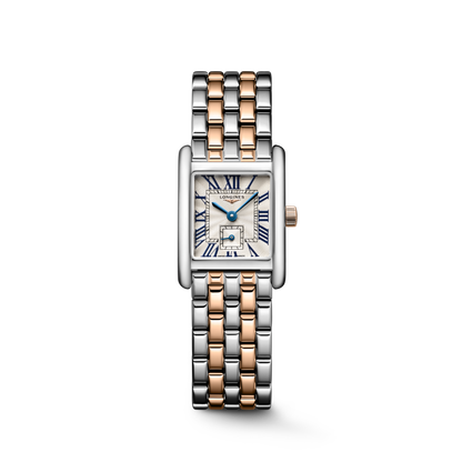 Longines Mini Dolcevita 21.50 X 29.00 mm Silver "flinqué" Stainless steel with rose gold 18 carats crown L52005717 L5.200.5.71.7 front view
