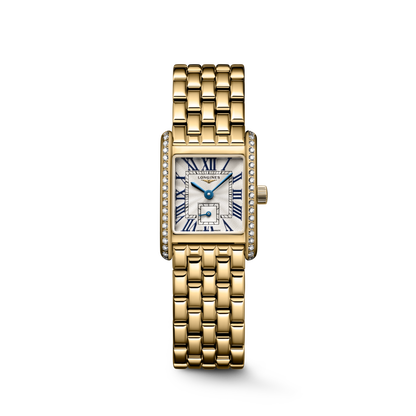 Longines Mini Dolcevita 21.50 X 29.00 mm Silver "flinqué" 18 karat yellow gold L52007716 L5.200.7.71.6 front view