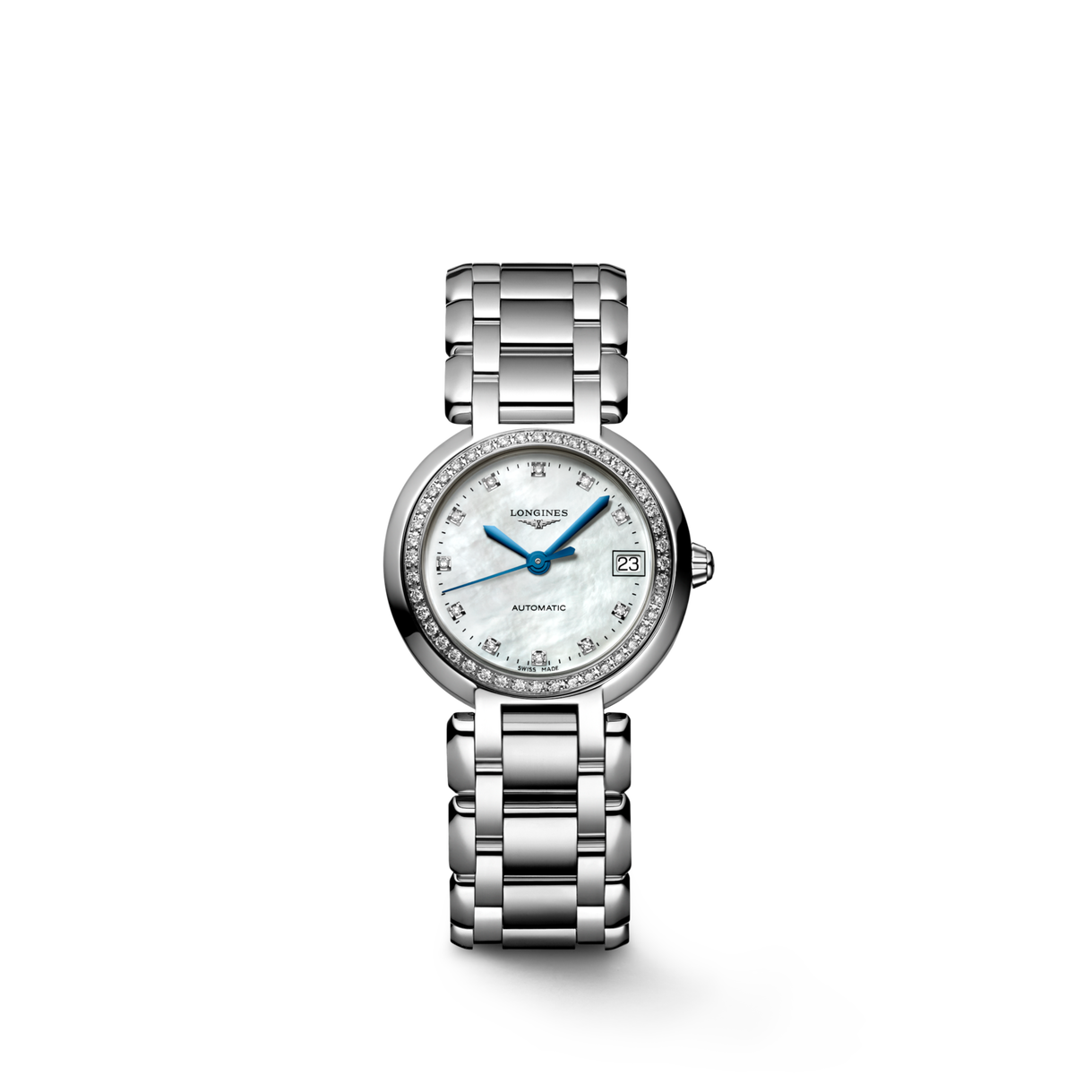 Longines Primaluna 26.50 mm White mother-of-pearl Stainless steel L81110876 L8.111.0.87.6 front view