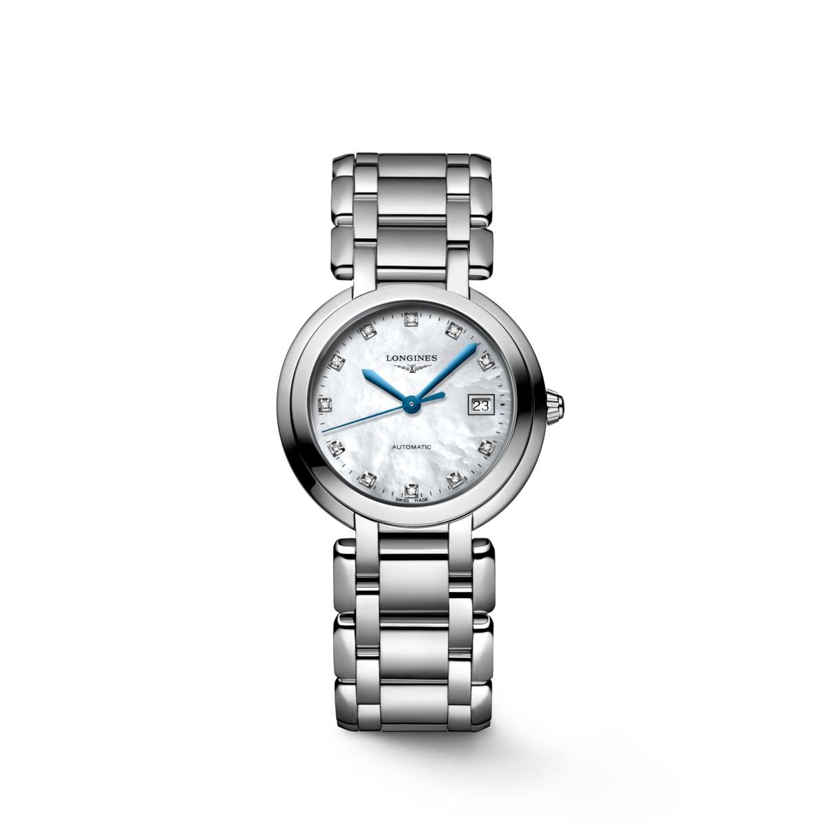 Longines Primaluna 30.00 mm White mother-of-pearl Stainless steel L81134876 L8.113.4.87.6 front view