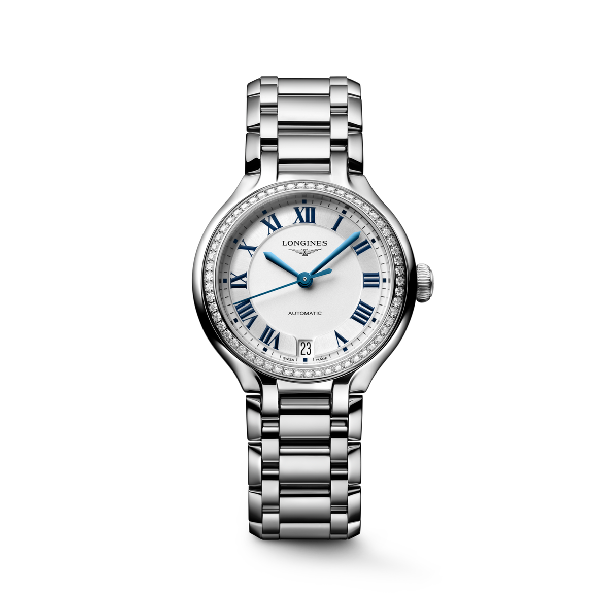 Longines Primaluna 34.00 mm Sunray silver Stainless steel L81240716 L8.124.0.71.6 front view