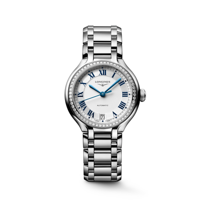 Longines Primaluna 34.00 mm Sunray silver Stainless steel L81240716 L8.124.0.71.6 front view