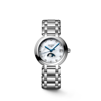 Longines Primaluna Moonphase 30.50 mm White mother-of-pearl Stainless steel L81154876 L8.115.4.87.6 front view