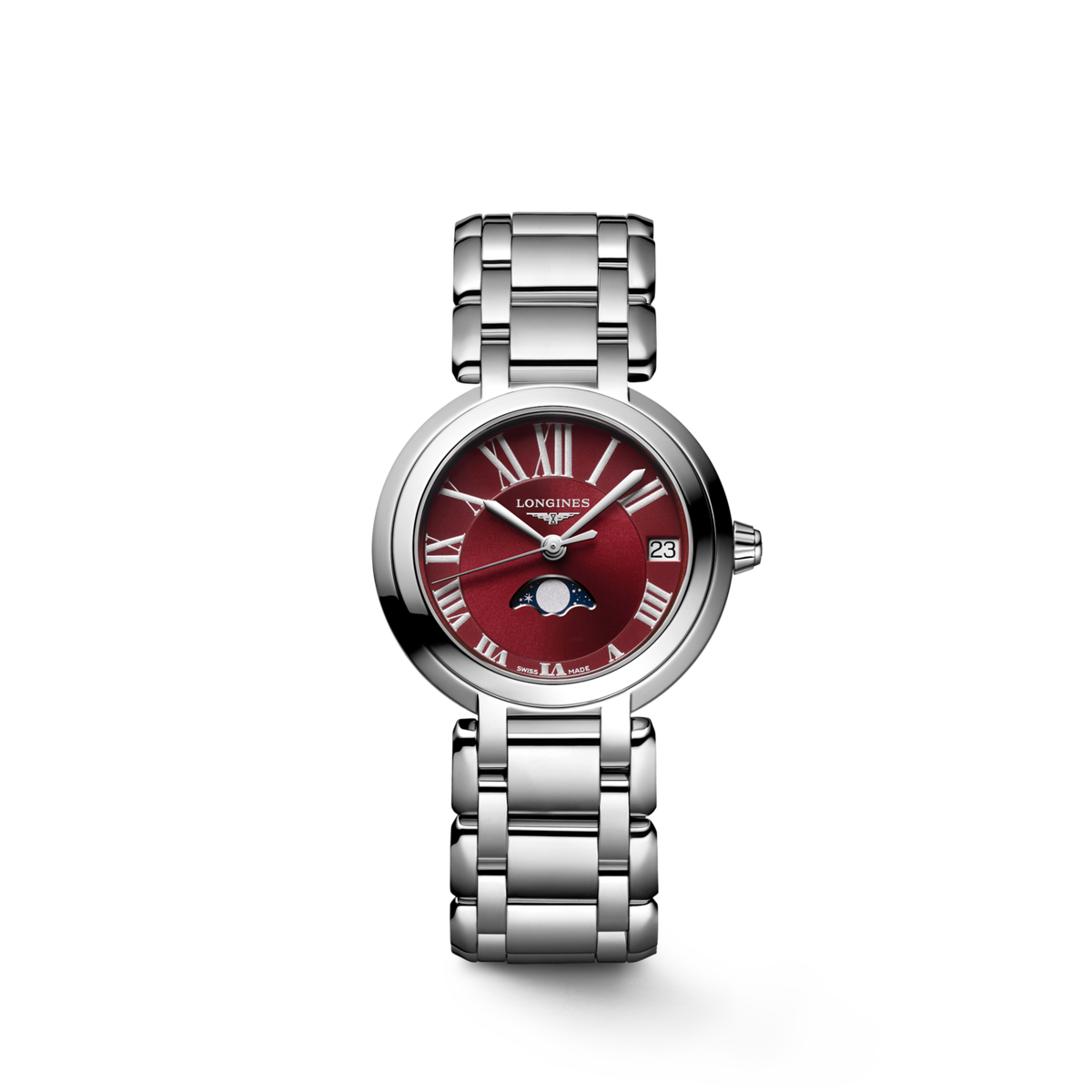 Longines Primaluna Moonphase 30.50 mm Bordeaux Stainless steel L81154926 L8.115.4.92.6 front view