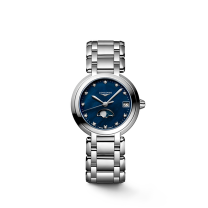 Longines Primaluna Moonphase 30.50 mm Blue mother-of-pearl Stainless steel L81154986 L8.115.4.98.6 front view