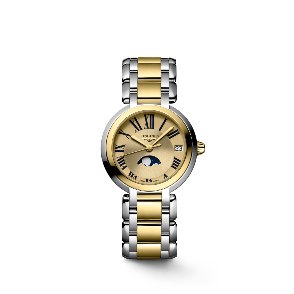 Longines Primaluna Moonphase 30.50 mm Gilt Stainless steel and 18 karat yellow gold cap 200 L81155317 L8.115.5.31.7 front view