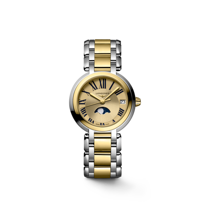 Longines Primaluna Moonphase 30.50 mm Gilt Stainless steel and 18 karat yellow gold cap 200 L81155317 L8.115.5.31.7 front view