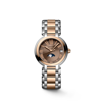 Longines Primaluna Moonphase 30.50 mm Taupe Stainless steel and rose gold 18 carats cap 200 L81155617 L8.115.5.61.7 front view
