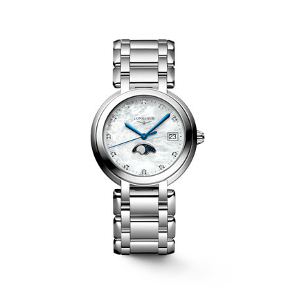 Longines Primaluna Moonphase 34.00 mm White mother-of-pearl Stainless steel L81164876 L8.116.4.87.6 front view