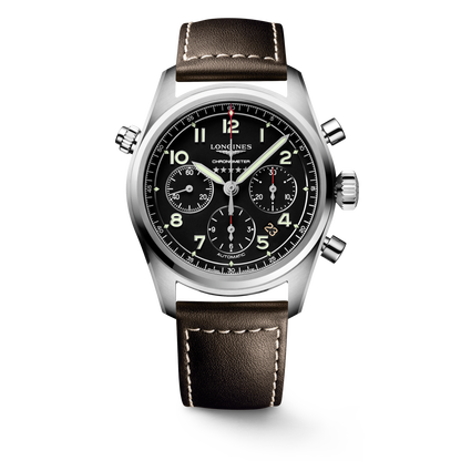 Longines Spirit Chronograph 42.00 mm Black matt Stainless steel L38204530 L3.820.4.53.0 front view