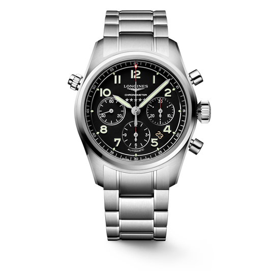 Longines Spirit Chronograph 42.00 mm Black matt Stainless steel L38204536 L3.820.4.53.6 front view