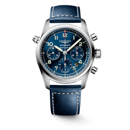 Longines Spirit Chronograph 42.00 mm Sunray blue Stainless steel L38204930 L3.820.4.93.0 front view