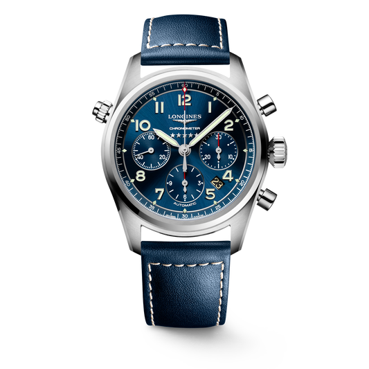 Longines Spirit Chronograph 42.00 mm Sunray blue Stainless steel L38204930 L3.820.4.93.0 front view