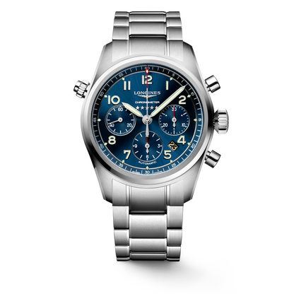 Longines Spirit Chronograph 42.00 mm Sunray blue Stainless steel L38204936 L3.820.4.93.6 front view