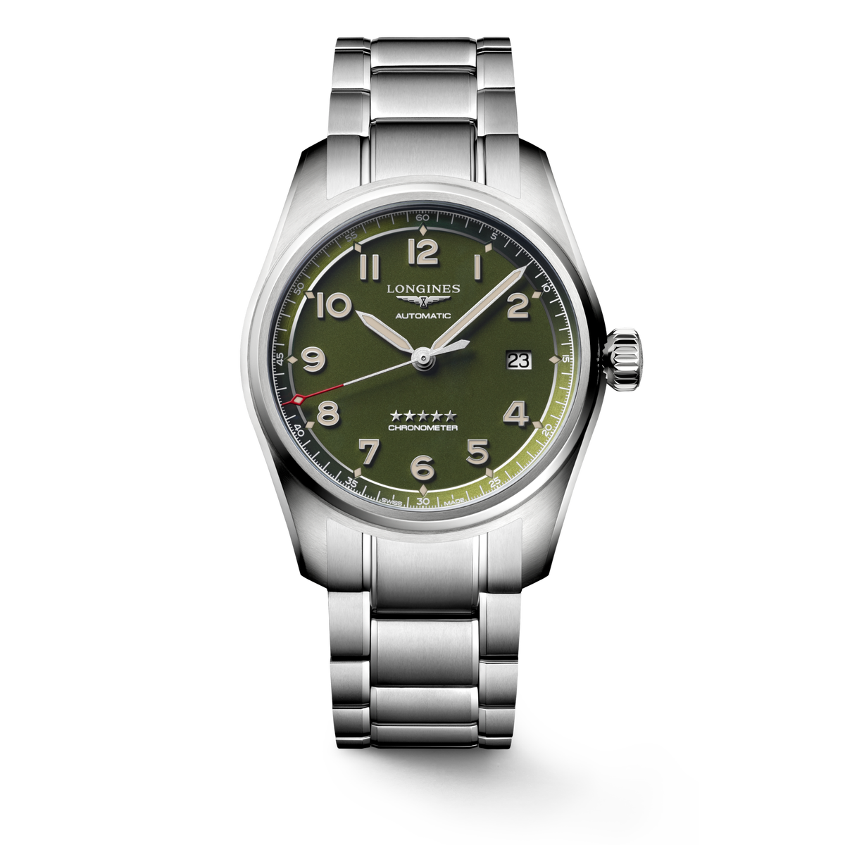 Longines Spirit 40.00 mm Green matt Stainless steel L38104036 L3.810.4.03.6 front view