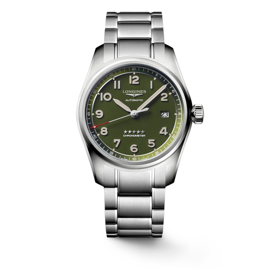 Longines Spirit 40.00 mm Green matt Stainless steel L38104036 L3.810.4.03.6 front view