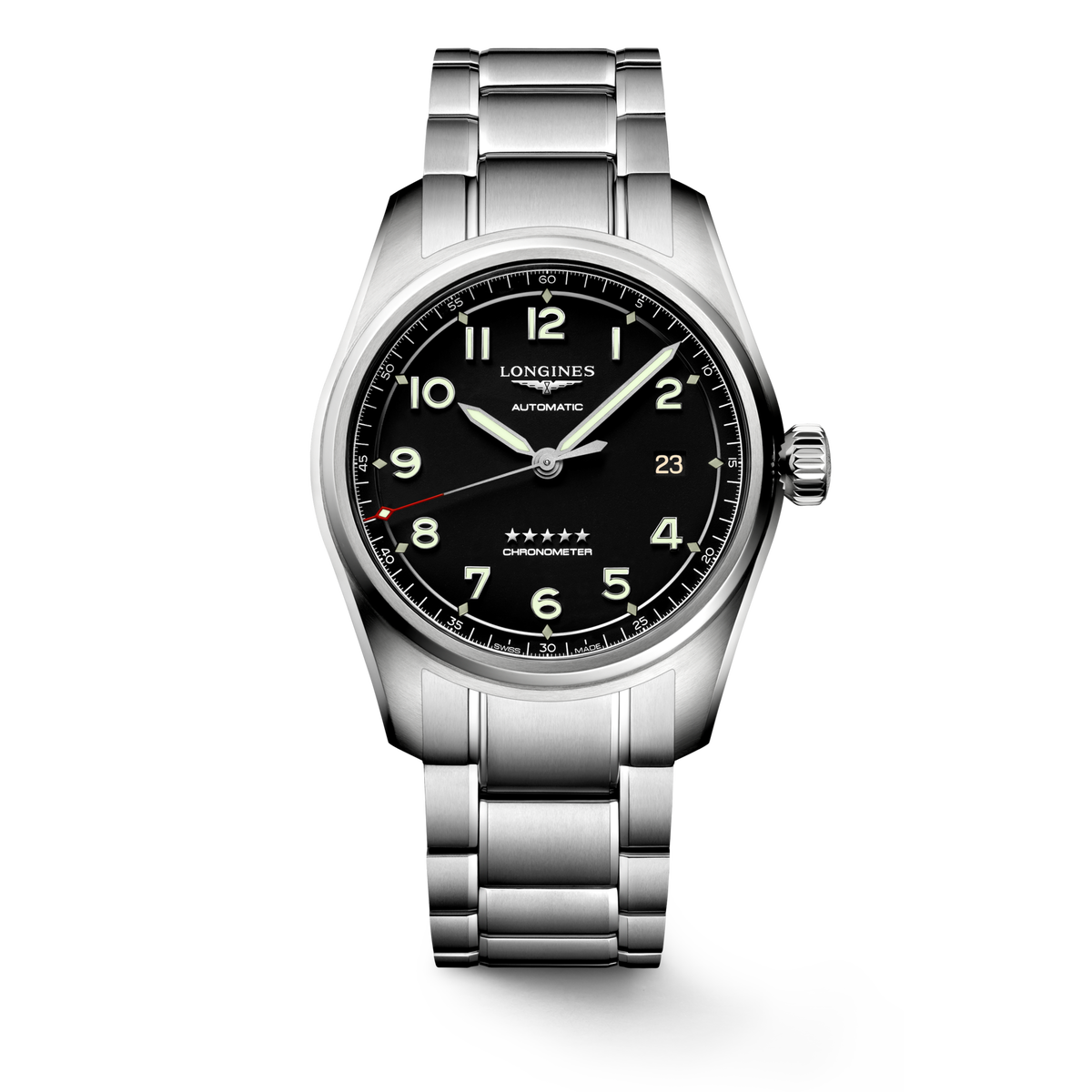Longines Spirit 40.00 mm Black matt Stainless steel L38104536 L3.810.4.53.6 front view