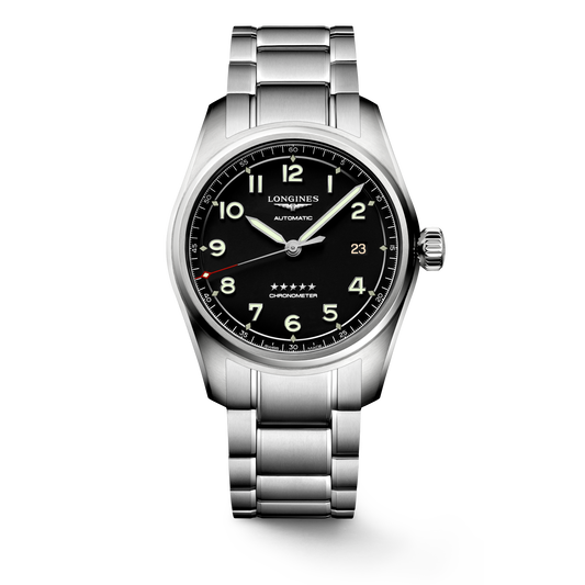 Longines Spirit 40.00 mm Black matt Stainless steel L38104536 L3.810.4.53.6 front view