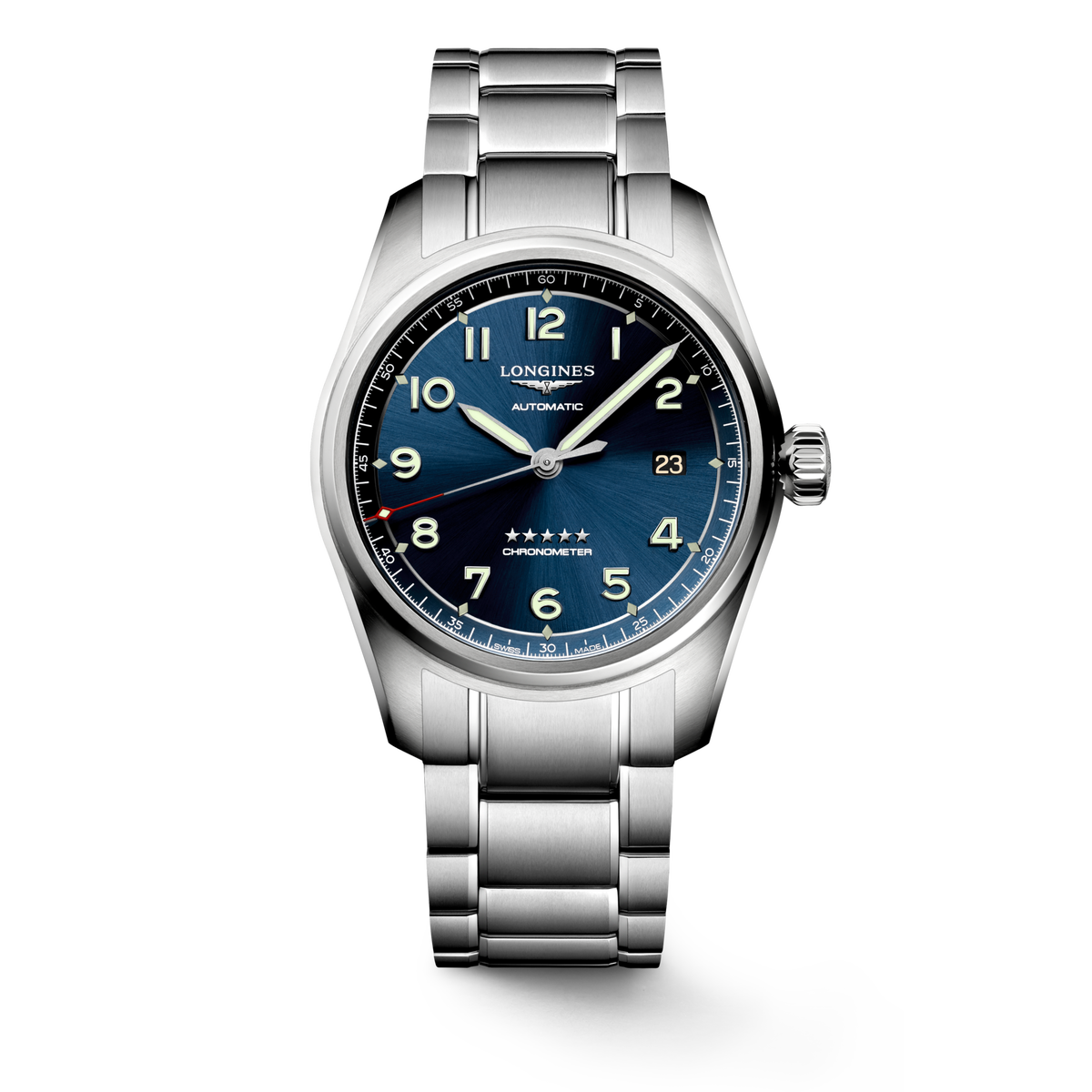 Longines Spirit 40.00 mm Sunray blue Stainless steel L38104936 L3.810.4.93.6 front view