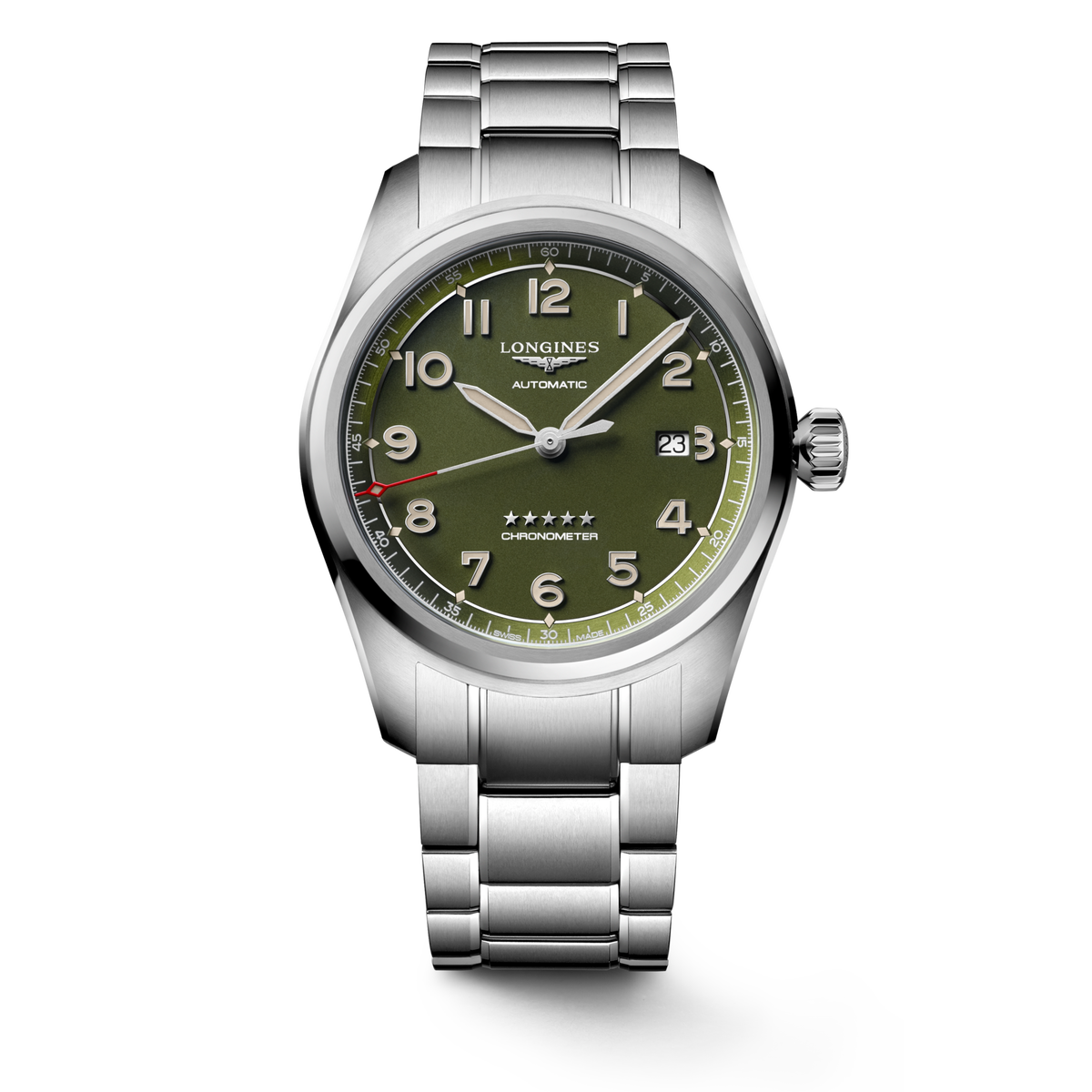 Longines Spirit 42.00 mm Green matt Stainless steel L38114036 L3.811.4.03.6 front view