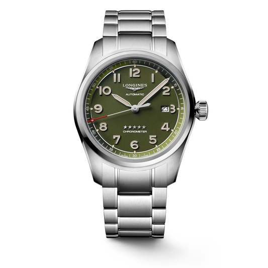 Longines Spirit 42.00 mm Green matt Stainless steel L38114036 L3.811.4.03.6 front view