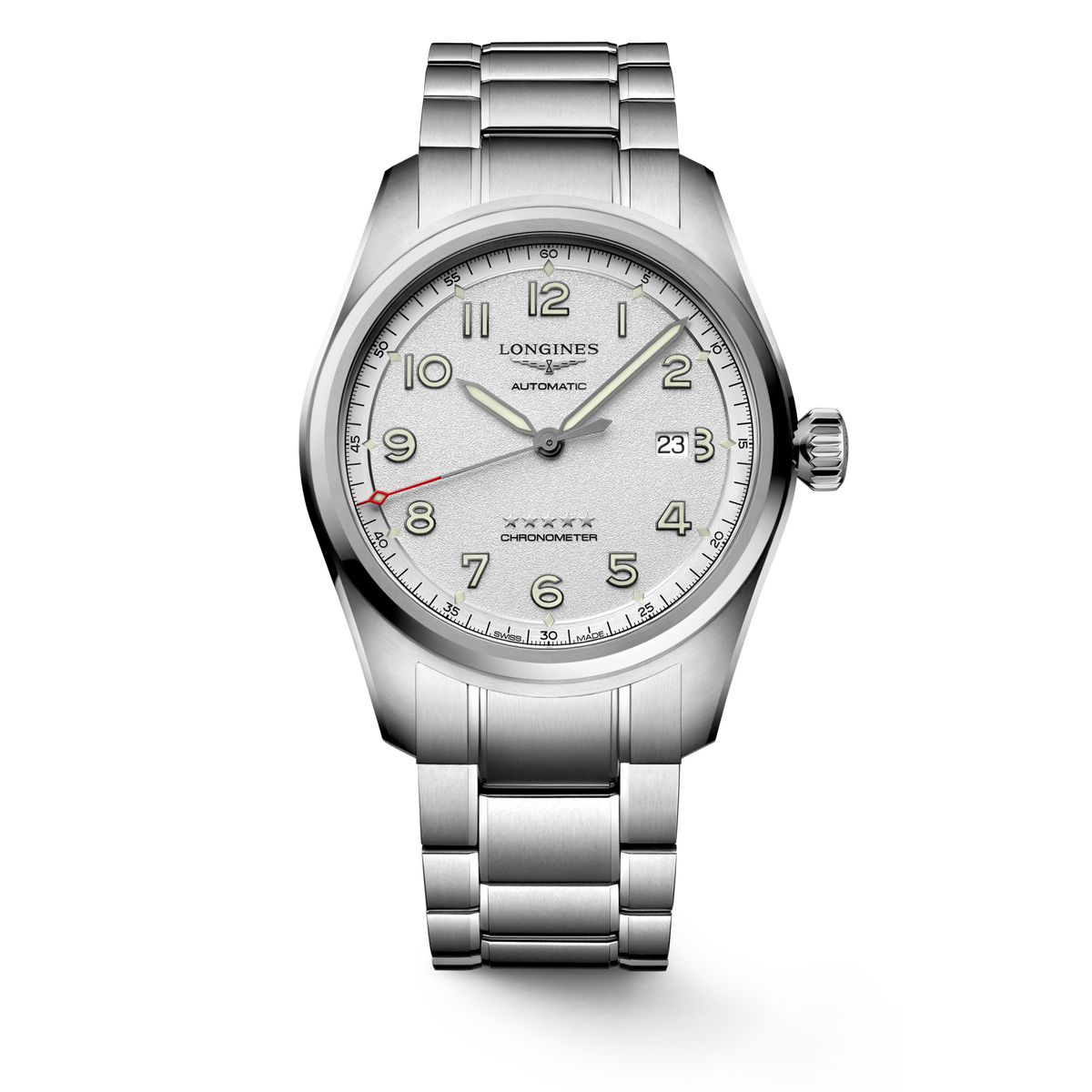 Longines Spirit 42.00 mm Opaline Ivory Stainless steel L38114736 L3.811.4.73.6 front view