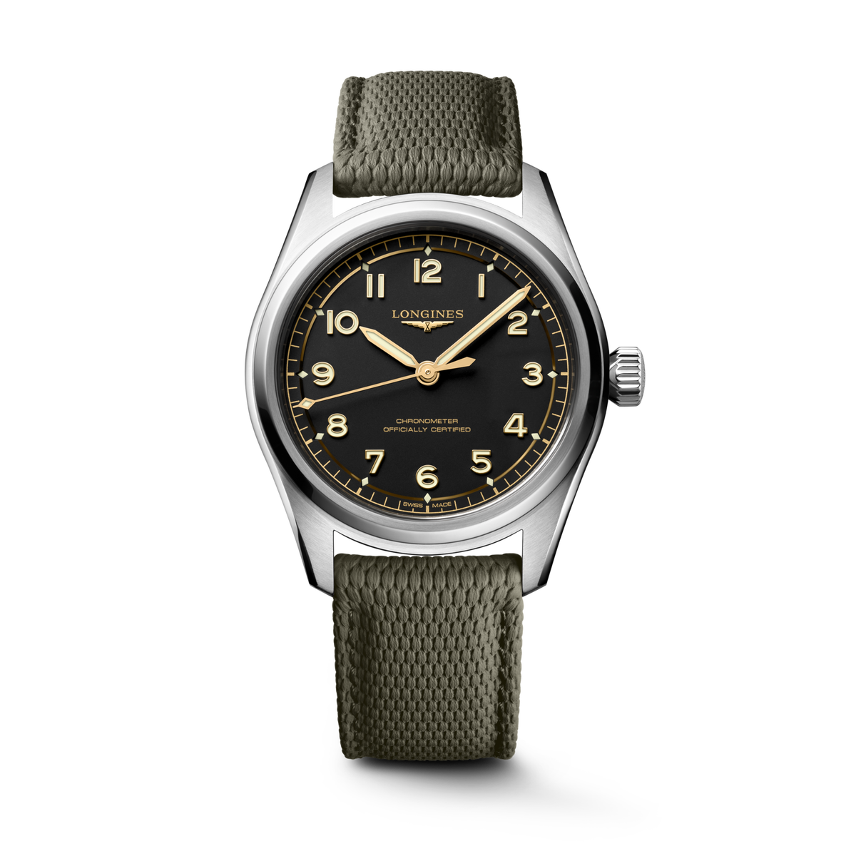 Longines Spirit Pilot 39.00 mm Black matt Stainless steel L38094539 L3.809.4.53.9 front view