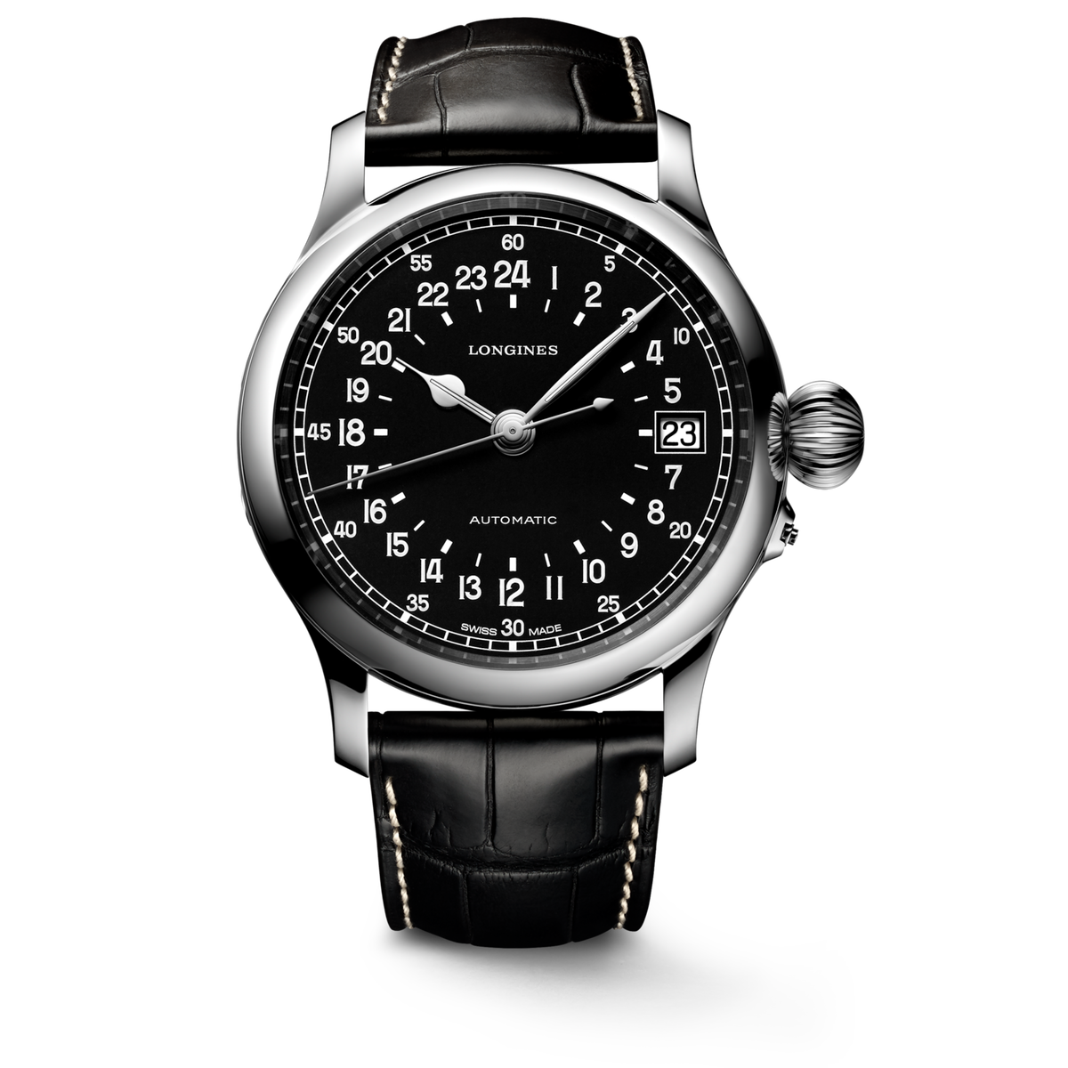 Longines Twenty-Four Hours 47.50 mm Black matt Stainless steel L27514534 L2.751.4.53.4 front view