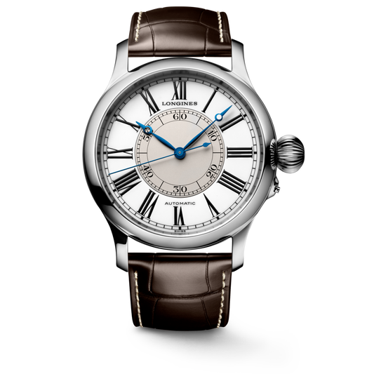 Longines Weems Second-Setting Watch 47.50 mm White lacquered polished Stainless steel L27134110 L2.713.4.11.0 front view