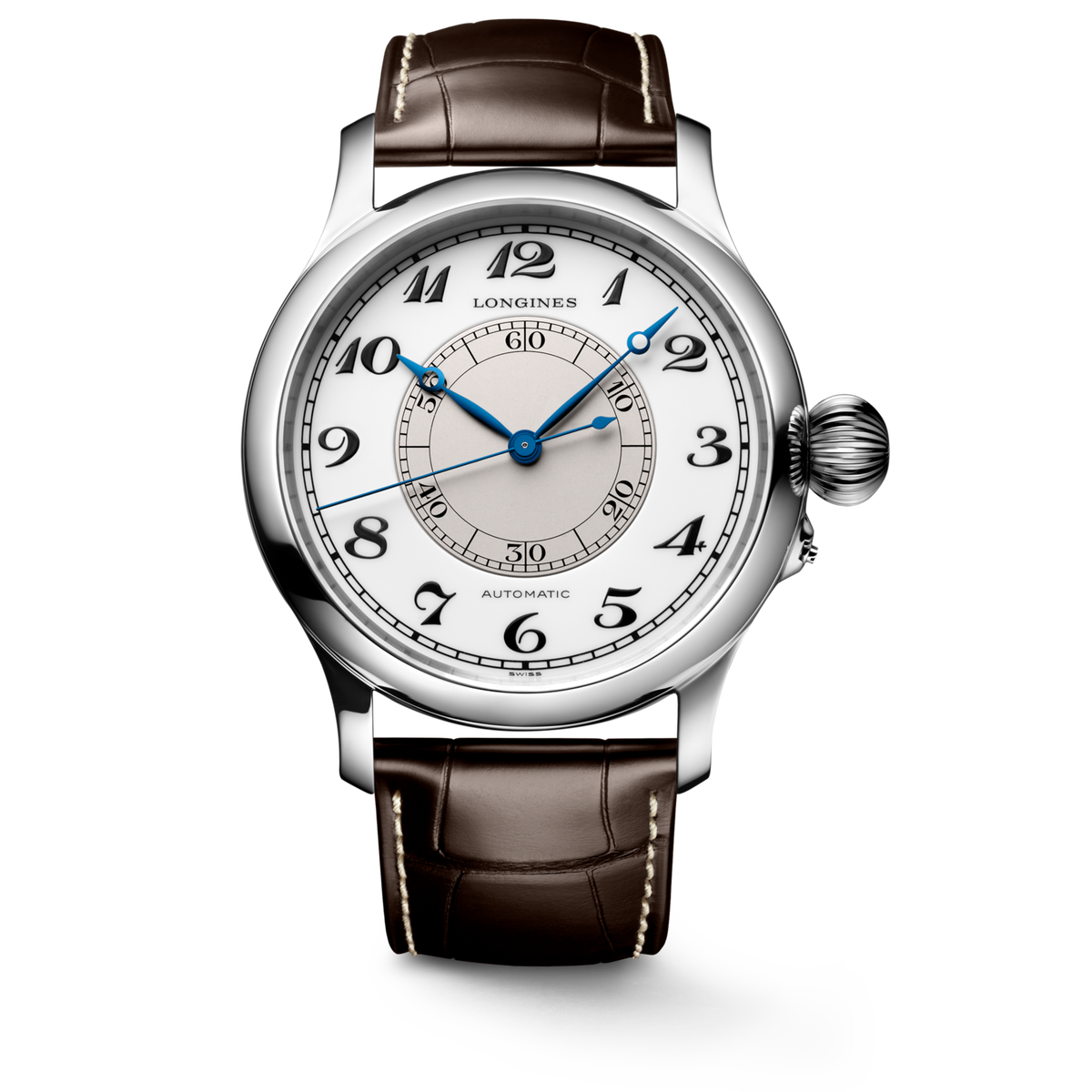 Longines Weems Second-Setting Watch 47.50 mm White lacquered polished Stainless steel L27134130 L2.713.4.13.0 front view