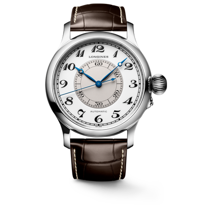 Longines Weems Second-Setting Watch 47.50 mm White lacquered polished Stainless steel L27134130 L2.713.4.13.0 front view