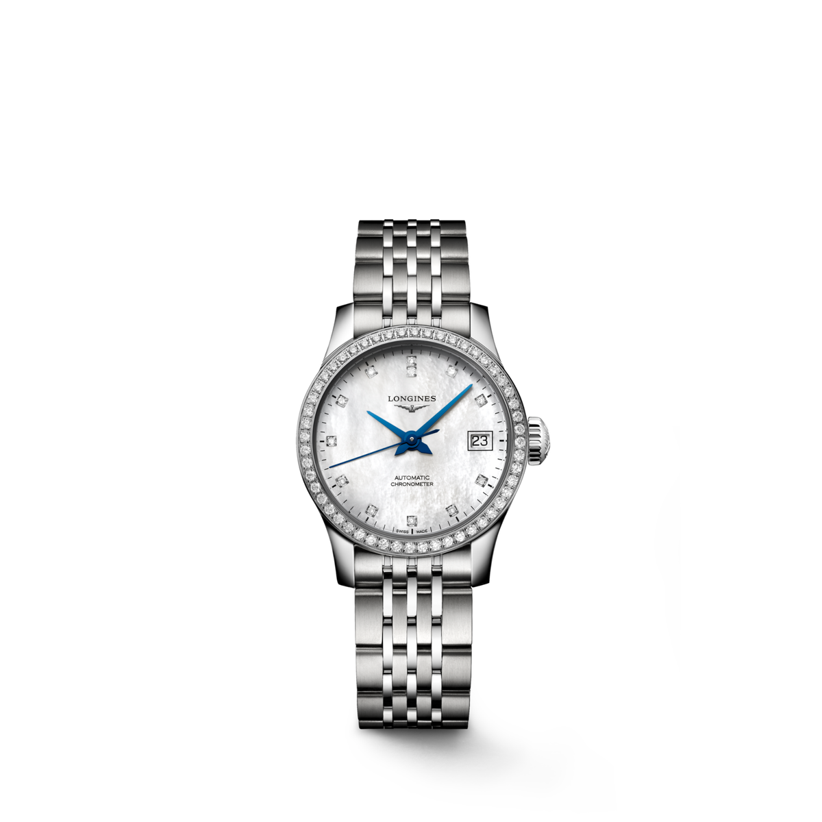 Record 26.00 mm White mother-of-pearl Stainless steel L23200876 L2.320.0.87.6 front view